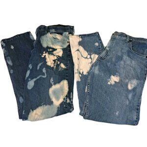 Wrangler Mens Blue Jeans 38x32 Custom Bleached Lot Of TWO